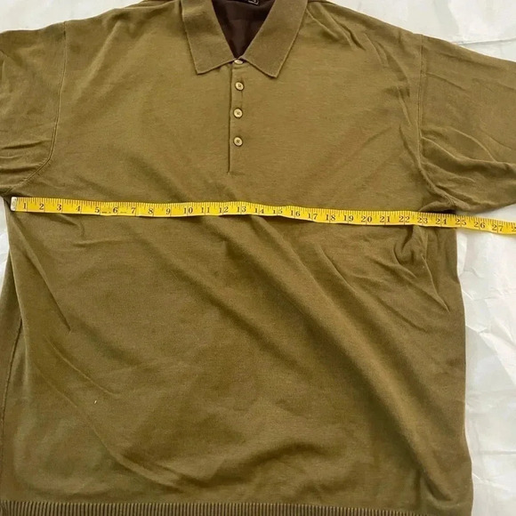 Vintage Island Soft Size XXL Green Sweater Quarter Button Collared 100% Cotton - Picture 8 of 9